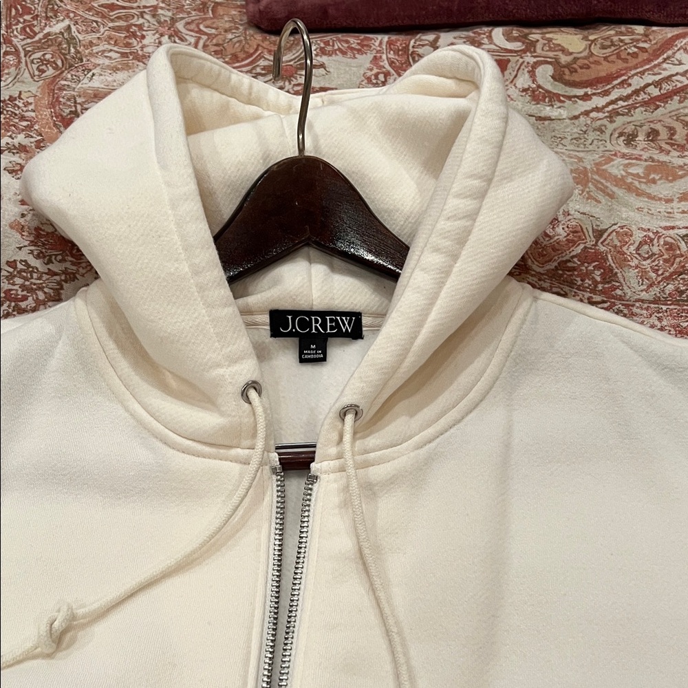 J. Crew Off-White Full-Zip Hoodie Medium